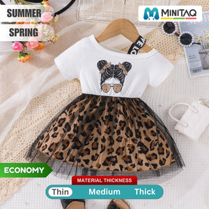 Leopard Style Tulle Dress For Girls - Minitaq baby kids clothes dress