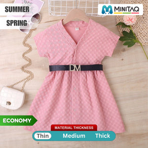 Trendy Pink Check Dress with Black Belt - Minitaq baby kids clothes dress