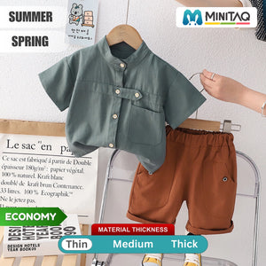 Stylish Blue Strap Shirt N Rust Pocket Shorts - Minitaq baby kids clothes dress