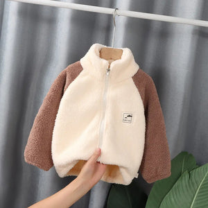 Brown And Beige Color Fleece Winter Kids Upper - Minitaq baby kids clothes dress
