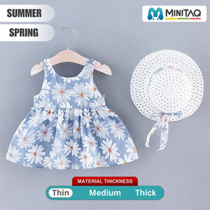 Adorable White Flowers Pattern Design Dress For Baby Girls