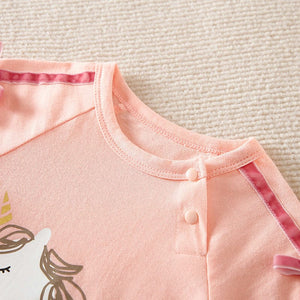 Cute Pink Unicorn Baby Girl Half Sleeves Dress 3 - Minitaq baby kids clothes dress