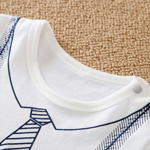 Strap And Tie Printed Casual Gray White Romper 3 - Minitaq baby kids clothes dress