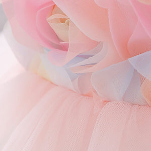 Pink Dress With Flowers And Colorful Layers 4 - Minitaq baby kids clothes dress