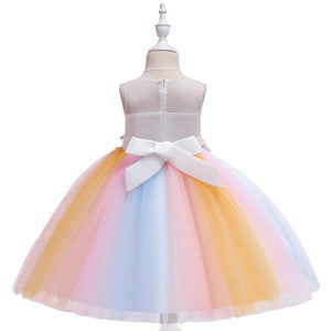 Floral Rainbow Colorful Fancy Party Dress 3 - Minitaq baby kids clothes dress
