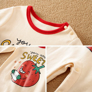 Sweet Strawberry Full Sleeve Baby Romper 4 - Minitaq baby kids clothes dress