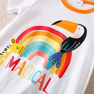 Magical Rainbow N Animals Baby Romper 3 - Minitaq baby kids clothes dress