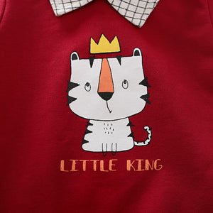 Tiger with Crown Red Maroon Romper 4 - Minitaq baby kids clothes dress