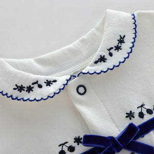 Fine Blue Dots On White Baby Romper 2 - Minitaq baby kids clothes dress