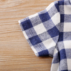 Off-White and Blue Check Casual Romper 4 - Minitaq baby kids clothes dress