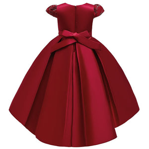 Red Flower Swallowtail Girl Formal Dress 3 - Minitaq baby kids clothes dress