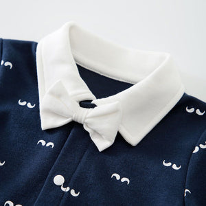 Blue And White Baby Romper With Bow Tie 4 - Minitaq baby kids clothes dress