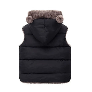 Hooded Puffer Black Vest With Bear Ears - Minitaq baby kids clothes dress