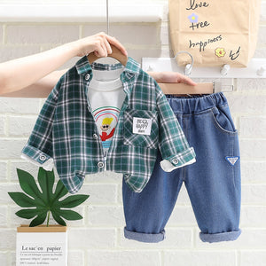 Casual Shirt With Inner T-Shirt N Blue Jeans Pants 3pc Set 12 - Minitaq baby kids clothes dress