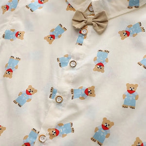 Cartoon Patterned Summer Shirt With Beige Cotton Shorts 4 - Minitaq baby kids clothes dress