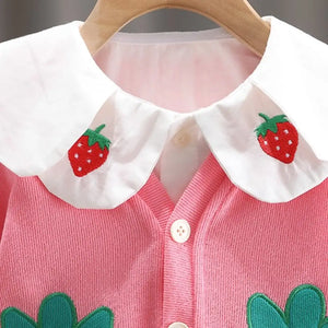 White Top With Pink Sweater And Jeans Trousers 3pc Set 4 - Minitaq baby kids clothes dress