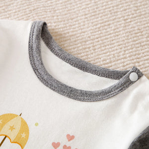 Gray Elephant With Umbrella Baby Romper 3 - Minitaq baby kids clothes dress