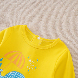 Elephant With Umbrella Yellow Baby Romper 3 - Minitaq baby kids clothes dress