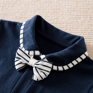 Modern Smart Dark Blue With Gray Lines Baby Romper 3 - Minitaq baby kids clothes dress