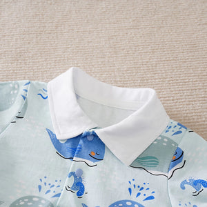 Cute Baby Whales Pattern Cotton Romper 3 - Minitaq baby kids clothes dress