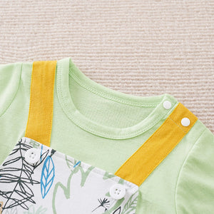 Summer Flowers Art Dungaree Style Cotton Romper 3 - Minitaq baby kids clothes dress