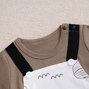 The Ocean Whales Brown White Dungaree Cotton Romper 3 - Minitaq baby kids clothes dress