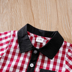 Red Gingham Pattern Baby Cotton Romper 3 - Minitaq baby kids clothes dress