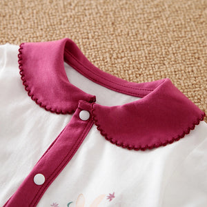 Light Burgundy Center Line White Baby Girl Romper 3 - Minitaq baby kids clothes dress