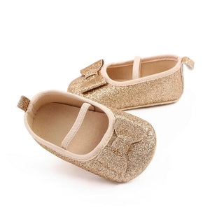 Fancy Gold Glimmer Look Baby Shoes with Bow 3 - Minitaq baby kids clothes dress