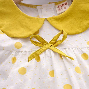 Cute Mustard Yellow Polka Dots 2pcs Set For Girls - Minitaq baby kids clothes dress