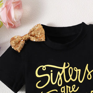 Sisters Forever Tee and Sequin Denim Shorts Set - Minitaq baby kids clothes dress
