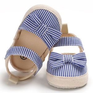 Straight Blue Lines N Bow Baby Sandals 4 - Minitaq baby kids clothes dress