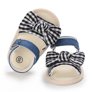 Black Checkered Bow Tie N Jeans Strap Sandals 4 - Minitaq baby kids clothes dress