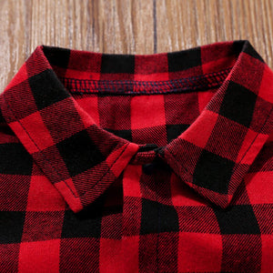 Red Black Check Full Sleeves Casual Romper 3 - Minitaq baby kids clothes dress