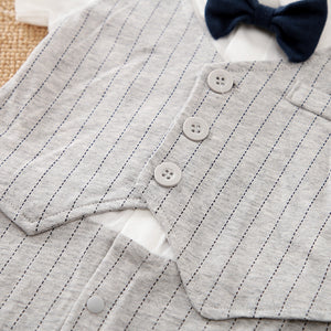 Gray Stylish Baby Romper With Bow Tie 6 - Minitaq baby kids clothes dress