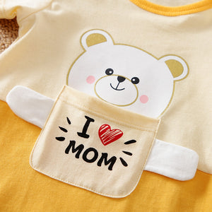 Love Mom Cute Bear Yellow Romper 4 - Minitaq baby kids clothes dress