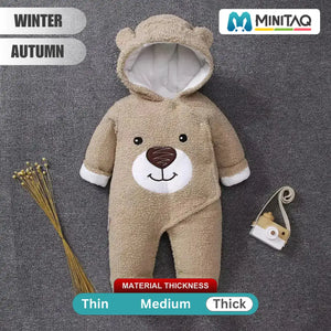 Olive Gray Teddy Bear Design Baby Romper 46 - Minitaq baby kids clothes dress