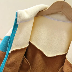 Beige Brown N Blue Color Block Jacket - Minitaq baby kids clothes dress