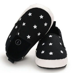 Black with White Stars Patterned Baby Shoes 4 - Minitaq baby kids clothes dress