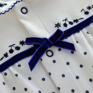Polka Dots With A Ribbon On White Baby Girl Romper 4 - Minitaq baby kids clothes dress