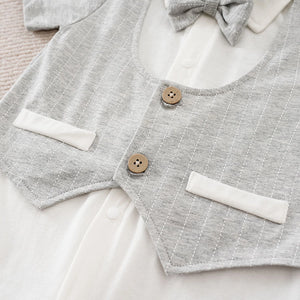 Smart Cotton Gray White Summer Romper 4 - Minitaq baby kids clothes dress