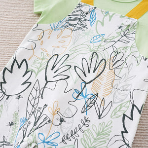 Summer Flowers Art Dungaree Style Cotton Romper 4 - Minitaq baby kids clothes dress