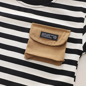 Brown Shorts N Striped Shirt 2pcs Set - Minitaq baby kids clothes dress