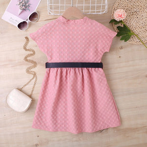 Trendy Pink Check Dress with Black Belt - Minitaq baby kids clothes dress