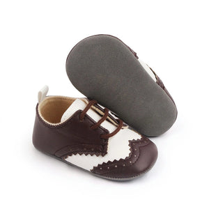 Gentlemen White and Brown Leather Baby Shoes 4 - Minitaq baby kids clothes dress