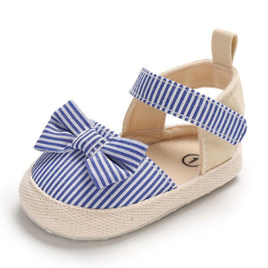 Straight Blue Lines N Bow Baby Sandals 5 - Minitaq baby kids clothes dress