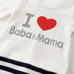 I Love Mama Baba With Dark Blue Stripes 3 - Minitaq baby kids clothes dress