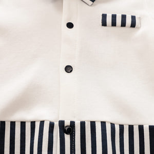 Elegant White Baby Dress With Dark Lines 4 - Minitaq baby kids clothes dress