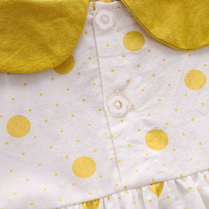 Cute Mustard Yellow Polka Dots 2pcs Set For Girls - Minitaq baby kids clothes dress