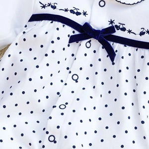 Polka Dots With A Ribbon On White Baby Girl Romper 5 - Minitaq baby kids clothes dress